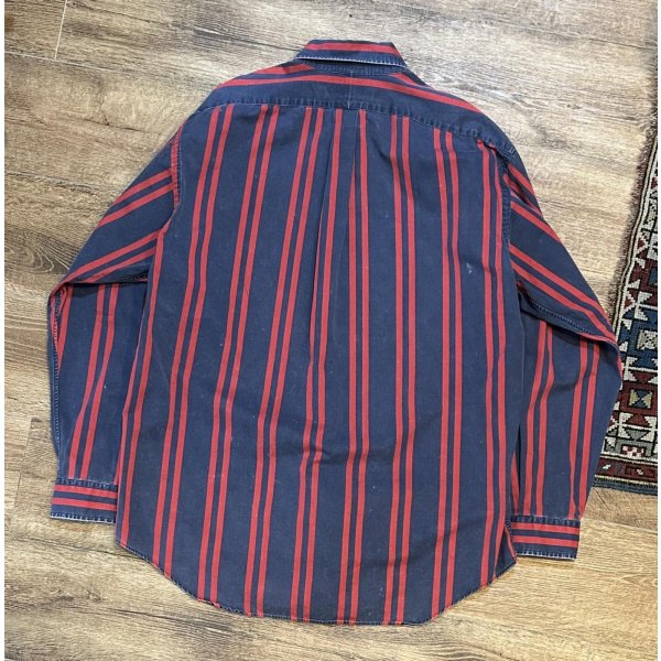 画像3:  ビンテージ【POLO RALPH LAUREN】ラルフローレン【紺ｘ赤ストライプ】【コットンシャツ】サイズL 