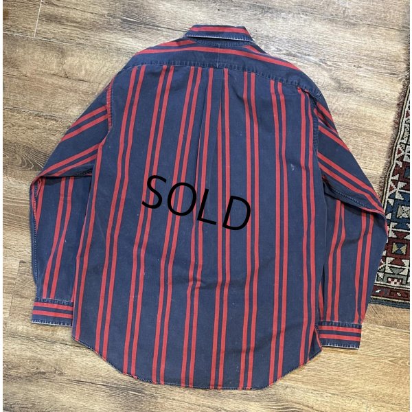 画像3:  ビンテージ【POLO RALPH LAUREN】ラルフローレン【紺ｘ赤ストライプ】【コットンシャツ】サイズL 