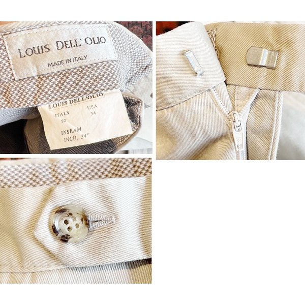 画像3: 【イタリー製】【ビンテージ】【LOUIS DELL'OLIO】【ベージュ】2タック チノパンツ【34ｘ34】 