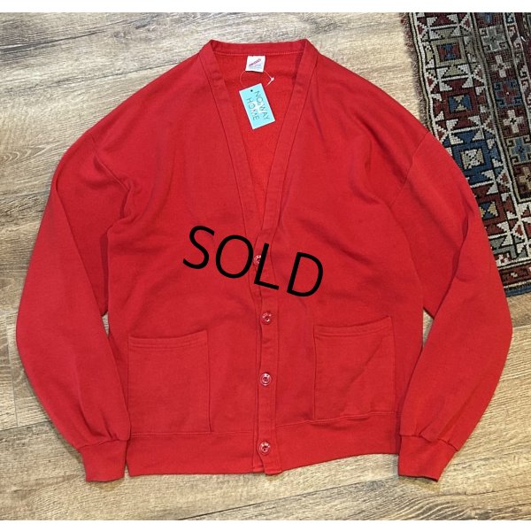 画像1: 【90’s】【USA製】【ビンテージ】【JERZEES】ジャージーズ【赤】無地【スウェットカーディガン】【フリーサイズ】 