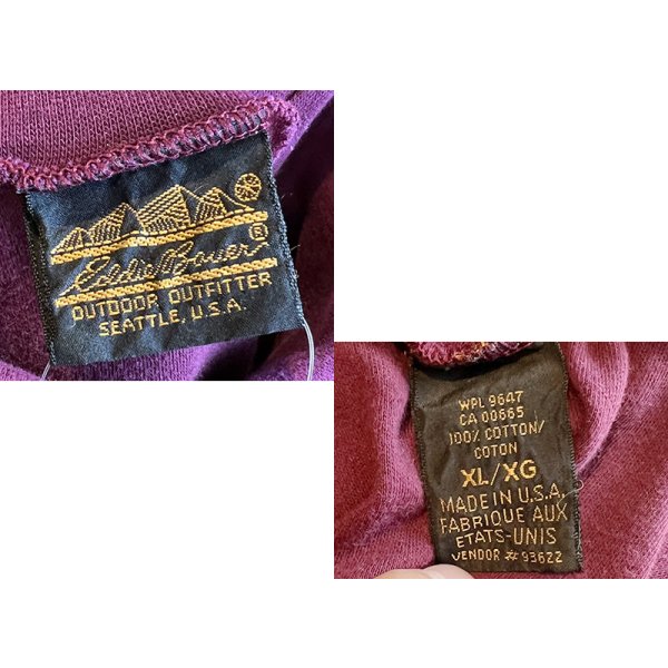 画像2: 〜90'ｓ【エディーバウアー】Eddie Bauer【エンジ】無地【タートルネックロンT】【サイズXL】 