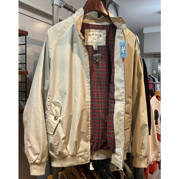 画像5: デッドストック ORVIS【オービス】【ベージュ】裏地赤チェック【ブルゾン】 ジップアップジャケット【サイズL】 