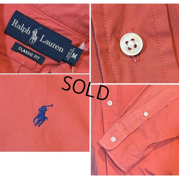 画像2: ビンテージ POLO RALPH LAUREN【ポロラルフローレン】【CLASSIC FIT】胸刺繡ロゴ入り【薄紅色】【ボタンダウンシャツ】【サイズM】  