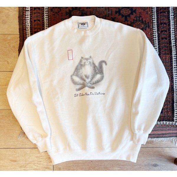 画像1: 90's【USA製】ビンテージ【LEE】【リー】【猫】ねこ【Sit Sitetly Do Nothing】【スウェット】【サイズL】 