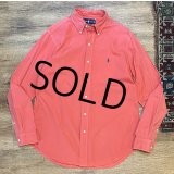 ビンテージ POLO RALPH LAUREN【ポロラルフローレン】【CLASSIC FIT】胸刺繡ロゴ入り【薄紅色】【ボタンダウンシャツ】【サイズM】  