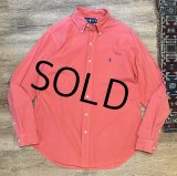 ビンテージ POLO RALPH LAUREN【ポロラルフローレン】【CLASSIC FIT】胸刺繡ロゴ入り【薄紅色】【ボタンダウンシャツ】【サイズM】  