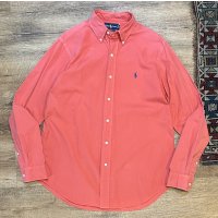 ビンテージ POLO RALPH LAUREN【ポロラルフローレン】【CLASSIC FIT】胸刺繡ロゴ入り【薄紅色】【ボタンダウンシャツ】【サイズM】  