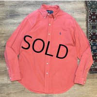 ビンテージ POLO RALPH LAUREN【ポロラルフローレン】【CLASSIC FIT】胸刺繡ロゴ入り【薄紅色】【ボタンダウンシャツ】【サイズM】  