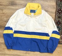 【ビンテージ】【HAGGAR】【ハガー】白x青x黄【ライン】ナイロンブルゾン【XL程度】