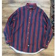 画像1:  ビンテージ【POLO RALPH LAUREN】ラルフローレン【紺ｘ赤ストライプ】【コットンシャツ】サイズL<br> (1)