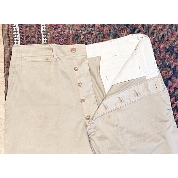 画像5: デッドストック 【40's】【ビンテージ】U.S.ARMY【米軍実物】M-45【45カーキ】４５カーキ【チノパンツ】ダブルステッチ【片玉縁】【３４Ｘ３３】 