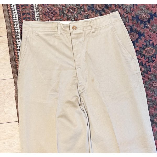 画像4: デッドストック 【40's】【ビンテージ】U.S.ARMY【米軍実物】M-45【45カーキ】４５カーキ【チノパンツ】ダブルステッチ【片玉縁】【３４Ｘ３３】 