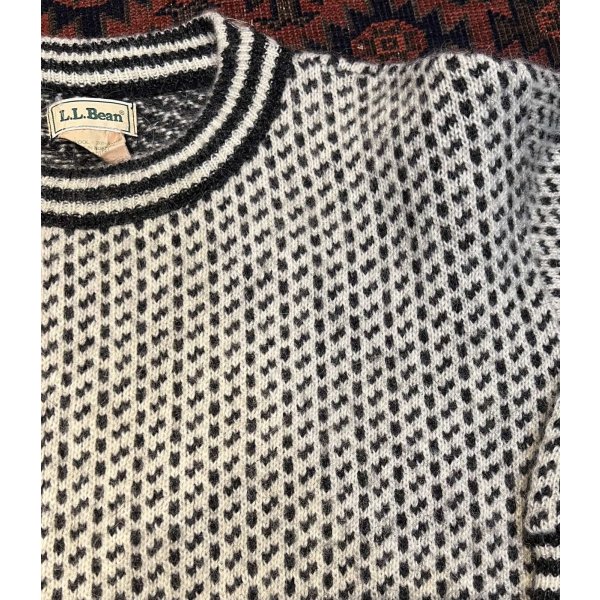 画像4: 80’s ノルウェー製【L.L.Bean】【ＬＬビーン】【バーズアイ】【白×黒】【ウールニットセーター】【サイズＬ】 