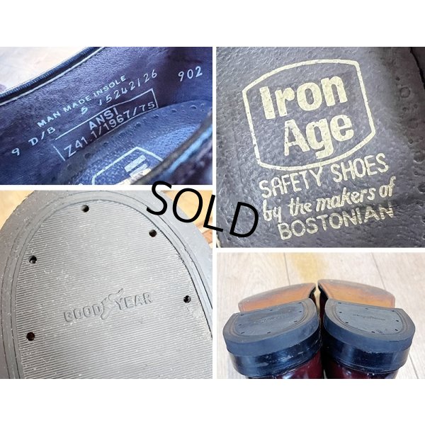 画像2: 【デッドストック】USA製【ビンテージ】【ボストニアン】【BOSTONIAN IRON AGE】スチールトゥ入り【ブラウン】プレーントゥシューズ【レザーシューズ】【US9 D/B】【27cm程度】 