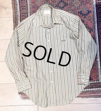 70's【ビンテージ】【Arrow kent collection】アロー【ベージュ×緑】ストライプ【ポリコットンシャツ】【16-33】  