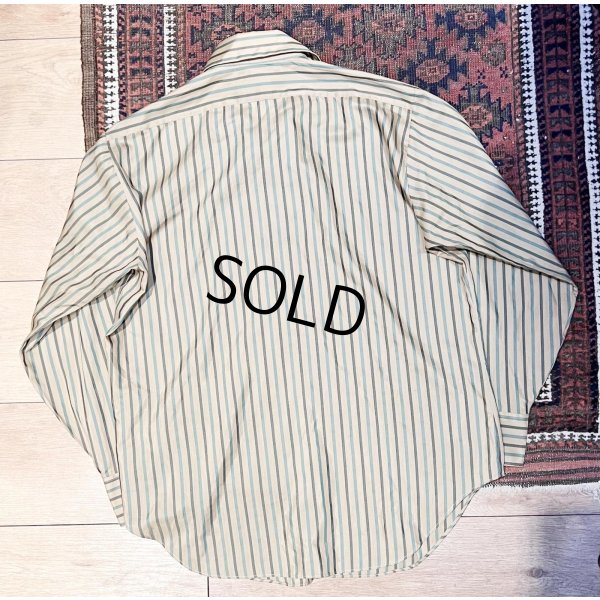 画像3: 70's【ビンテージ】【Arrow kent collection】アロー【ベージュ×緑】ストライプ【ポリコットンシャツ】【16-33】  