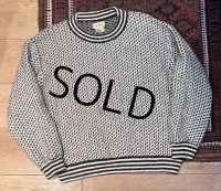 80’s ノルウェー製【L.L.Bean】【ＬＬビーン】【バーズアイ】【白×黒】【ウールニットセーター】【サイズＬ】 