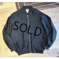 【ビンテージ】【CREPROS】【黒】ジップアップ【シルクブルゾン】シルクジャケット【サイズM】 