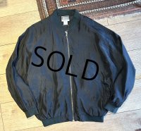 【ビンテージ】【CREPROS】【黒】ジップアップ【シルクブルゾン】シルクジャケット【サイズM】 