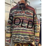 90s ビンテージ【パタゴニア】patagonia【雪無し】紫ｘ緑ｘエンジ【サカジャウィア柄】【スナップT】【フリースプルオーバー】【サイズＬ】 
