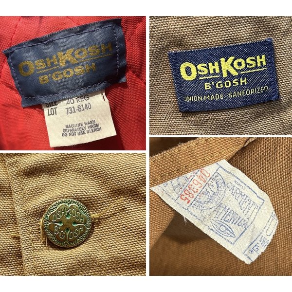 画像2:  〜70's【ビンテージ】USA製【OSHKOSH】【オシュコシュ】【キルティングライナー付き】【ダック地】ブラウン カバーオール【US40R】 