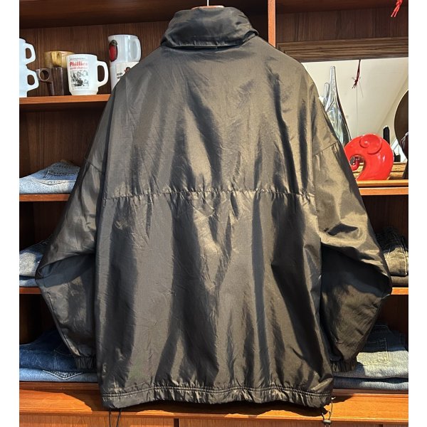 画像3:  【ビンテージ】【RUSSELL】ラッセル フリース裏地 フード付き【黒】ナイロン フルジップジャケット【サイズXL】 