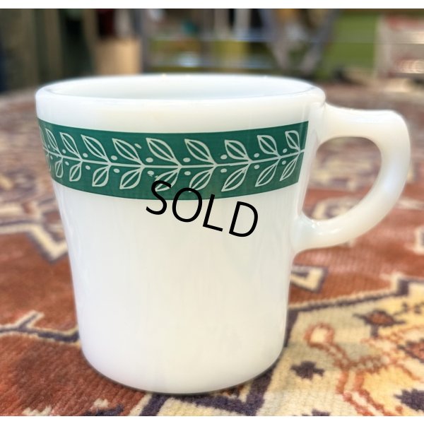 画像1: アンティーク【PYREX】パイレックス【オールドパイレックス】【グリーンローレル】ミルクマグ【マグカップ】