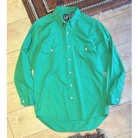 90’ｓ【ビンテージ】【オールドギャップ】【GAP】【緑】無地【コットンシャツ】【サイズＳ】 