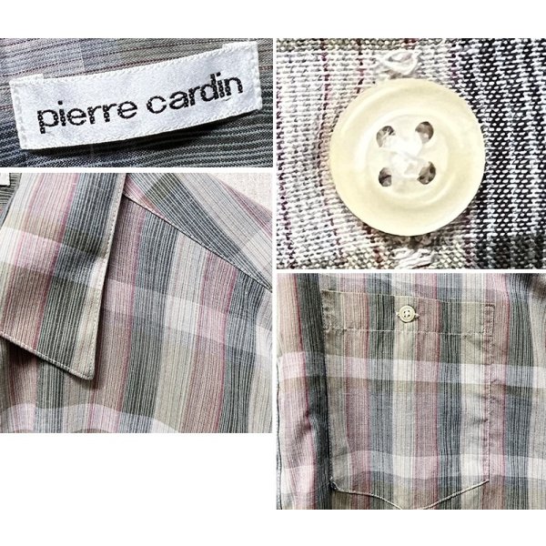画像2: 【ビンテージ】【Pierre Cardin】ピエールカルダン【紺×赤×緑チェック柄】【ポリコットン】長袖シャツ【サイズL】 