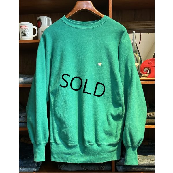 画像1: 90's【USA製】ビンテージ【champion】【チャンピオン】【リバースウィーブ】【エメラルドグリーン】【無地】【スウェット】【サイズXL】 