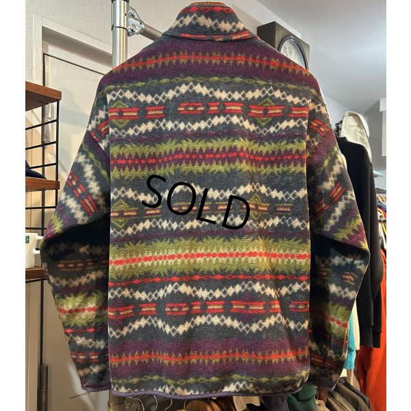画像3: 90s ビンテージ【パタゴニア】patagonia【雪無し】紫ｘ緑ｘエンジ【サカジャウィア柄】【スナップT】【フリースプルオーバー】【サイズＬ】 