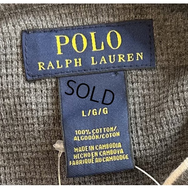 画像2: 【ビンテージ】【PORO RALPH LAUREN】【ラルフローレン】ロンT チャコールｘ白ふちどり Vネック【サーマルロンT】【サイズL】 