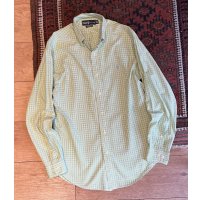 ビンテージ【ラルフローレン】POLO ralph lauren クラシックフィット 黄緑チェック ボタンダウン【コットンシャツ】【US 14 1/2】 