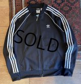 【ビンテージ】【アディダス】adidas【黒×白ライン】ジャージ【トラックジャケット】【トラックジャージ】【サイズM】 