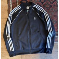 【ビンテージ】【アディダス】adidas【黒×白ライン】ジャージ【トラックジャケット】【トラックジャージ】【サイズM】 