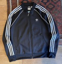 【ビンテージ】【アディダス】adidas【黒×白ライン】ジャージ【トラックジャケット】【トラックジャージ】【サイズM】