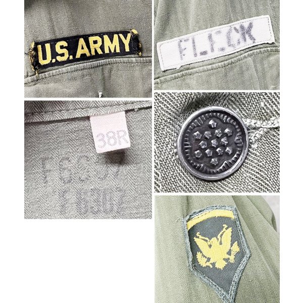 画像2: 40's【ビンテージ】【米軍実物】U.S.ARMY【M-43】FLECK 【HBT】【13スターボタン】【ジャケット】ユーティリティシャツ【US38R】