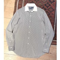 ビンテージ POLO RALPH LAUREN【ラルフローレン】【白x黒】REGENT クラシックフィット【クレリックシャツ】【15 1/2 M】 