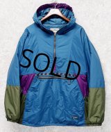 〜90's【USA製】ビンテージ【L.L.Bean】【ＬＬビーン】エメラルドグリーン×紫×カーキ【チロリアン】シンサレート【アノラックパーカー】【サイズM】 