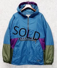 〜90's【USA製】ビンテージ【L.L.Bean】【ＬＬビーン】エメラルドグリーン×紫×カーキ【チロリアン】シンサレート【アノラックパーカー】【サイズM】 