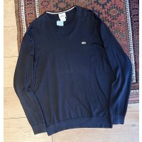 ビンテージ【Lacoste】ラコステ【黒】【胸ロゴ入り】コットンセーター【サイズ5】 