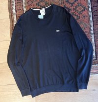 ビンテージ【Lacoste】ラコステ【黒】【胸ロゴ入り】コットンセーター【サイズ5】 