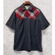 画像1: 〜60’ｓ【ビンテージ】【グレーｘ赤アーガイル柄】ハーフジップ【半袖ウールシャツ】プルオーバーシャツ【サイズＬ】<br> (1)