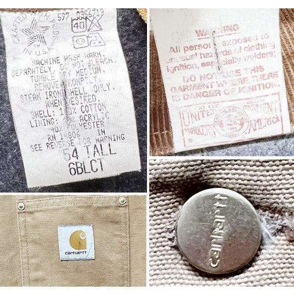 画像2: 〜90's USA製【ビンテージ】【Carhartt】【カーハート】バックプリント付き【ブランケット裏地付き】【キャメル】ダック地 【ミシガンチョアコート】【ダックジャケット】54TALL 