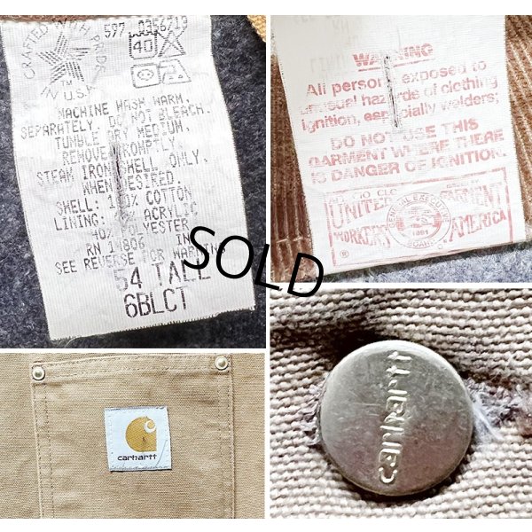 画像2: 〜90's USA製【ビンテージ】【Carhartt】【カーハート】バックプリント付き【ブランケット裏地付き】【キャメル】ダック地 【ミシガンチョアコート】【ダックジャケット】54TALL 