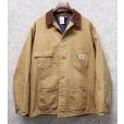 画像1: 〜90's USA製【ビンテージ】【Carhartt】【カーハート】バックプリント付き【ブランケット裏地付き】【キャメル】ダック地 【ミシガンチョアコート】【ダックジャケット】54TALL<br> (1)