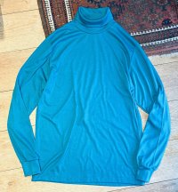 デッドストック 90's USA製【L.L.Bean】LLビーン ビンテージ【ターコイズ】無地【タートルネックロンT】【サイズL-TALL】