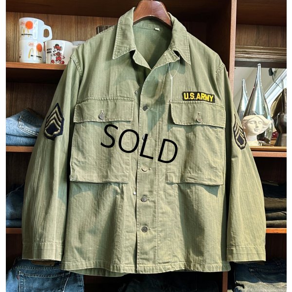 画像1: 40's【ビンテージ】【米軍実物】U.S.ARMY【M-43】【HBT】【13スターボタン】【ジャケット】ユーティリティシャツ【US38R】 