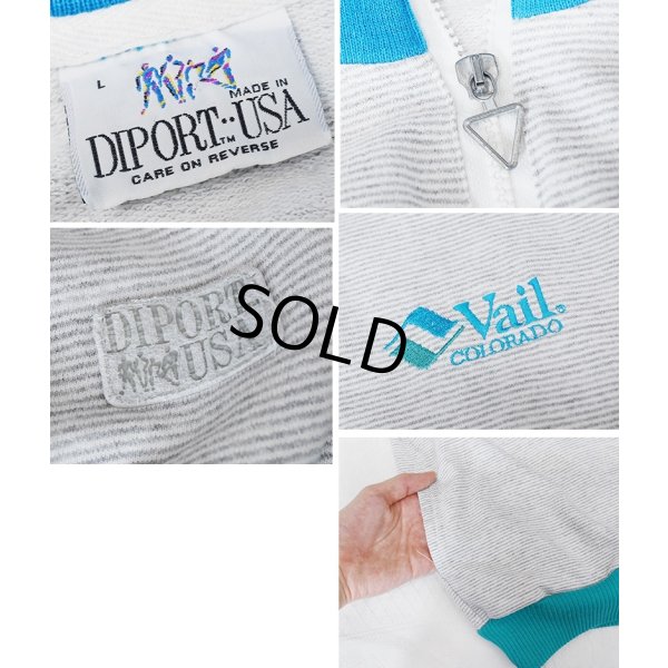 画像2: USA製【DIPORT】【グレーｘ白 マイクロボーダー】【ハーフジップ】【スウェット】【サイズＬ】 