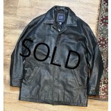 【ビンテージ】オールドギャップ【GAP】【ギャップ】【ブラック】カーコート【レザージャケット】【サイズM】 